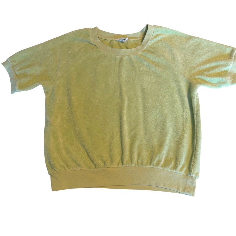 For The Republic Sweatshirt Womens M Green Excellent Terry Cloth Short Sleeve
